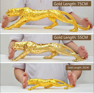 Modern Abstract Gold Panther Sculpture Geometric Resin Leopard Statue Wildlife Decor Gift Craft Ornament Accessories Furnishing acacuss