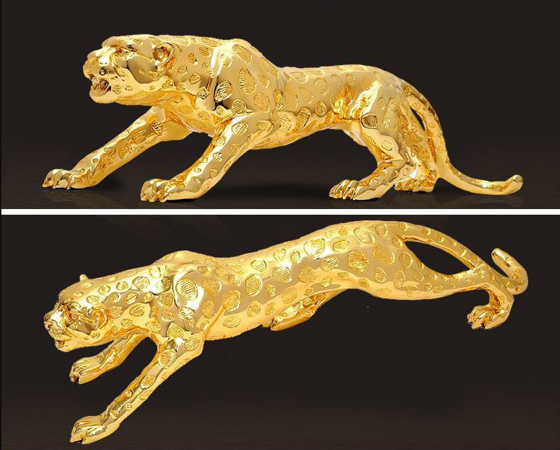 Modern Abstract Gold Panther Sculpture Geometric Resin Leopard Statue Wildlife Decor Gift Craft Ornament Accessories Furnishing acacuss