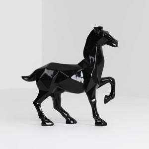 Modern Abstract White Horse Statue Resin Ornaments Home Decoration Accessories For Gift Geometric Resin Black Horse Sculpture acacuss