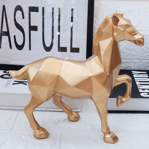 Modern Abstract White Horse Statue Resin Ornaments Home Decoration Accessories For Gift Geometric Resin Black Horse Sculpture acacuss
