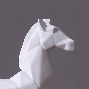 Modern Abstract White Horse Statue Resin Ornaments Home Decoration Accessories For Gift Geometric Resin Black Horse Sculpture acacuss