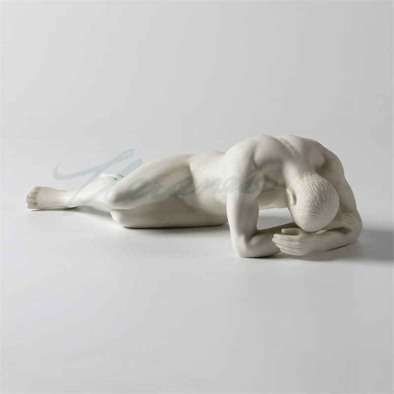 Modern Art Ceramics Statue Abstract Naked Body Art Sculpture Home Decor Nude Male Handicraft Interior Figurine Desk Decor acacuss