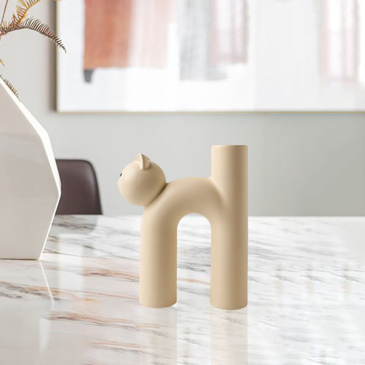 Modern Ceramic Vase Cute Tubular Cat Shape for Office Living Room Ornaments Nordic Flower Pot Dried Flower Art Crafts Gift acacuss