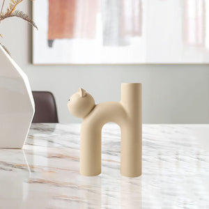Modern Ceramic Vase Cute Tubular Cat Shape for Office Living Room Ornaments Nordic Flower Pot Dried Flower Art Crafts Gift acacuss