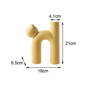 Modern Ceramic Vase Cute Tubular Cat Shape for Office Living Room Ornaments Nordic Flower Pot Dried Flower Art Crafts Gift acacuss