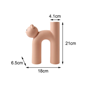 Modern Ceramic Vase Cute Tubular Cat Shape for Office Living Room Ornaments Nordic Flower Pot Dried Flower Art Crafts Gift acacuss