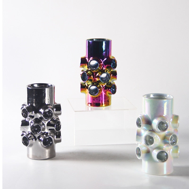 Modern Ceramics Colorful Openwork Vase Crafts Living Room Decoration Desktop Ornament Fantasy Vase Home Decor Accessories Gift acacuss