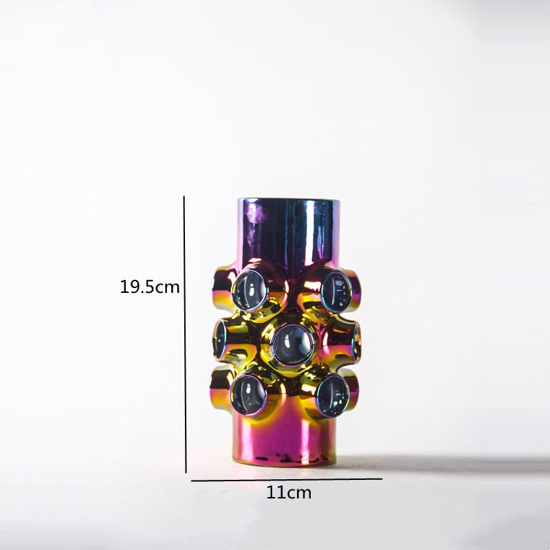 Modern Ceramics Colorful Openwork Vase Crafts Living Room Decoration Desktop Ornament Fantasy Vase Home Decor Accessories Gift acacuss