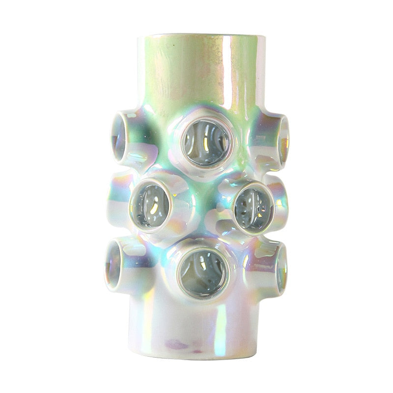 Modern Ceramics Colorful Openwork Vase Crafts Living Room Decoration Desktop Ornament Fantasy Vase Home Decor Accessories Gift acacuss