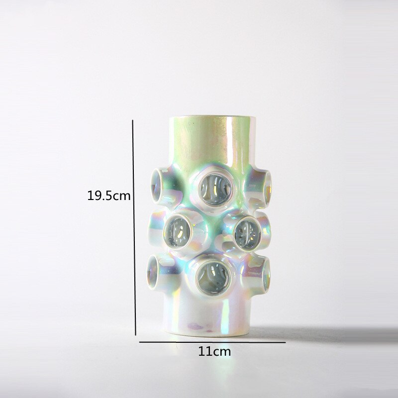 Modern Ceramics Colorful Openwork Vase Crafts Living Room Decoration Desktop Ornament Fantasy Vase Home Decor Accessories Gift acacuss