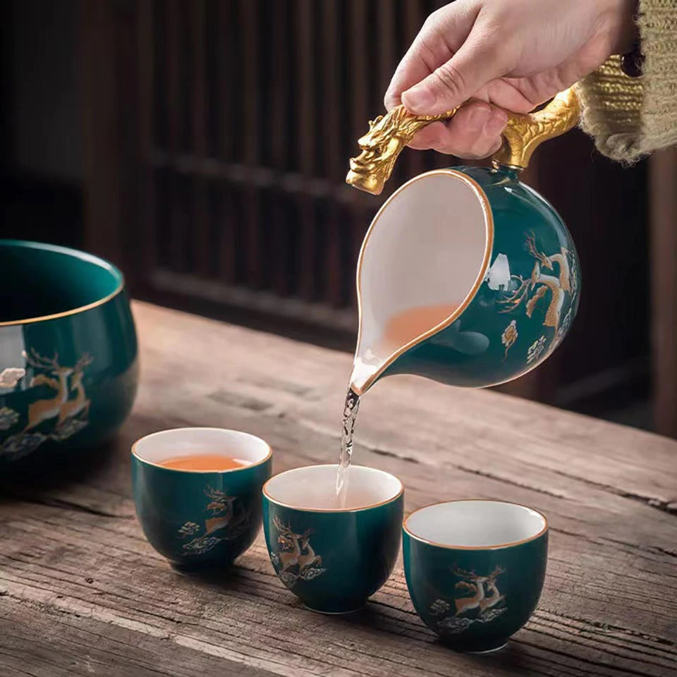 Modern Chinese Tea Set with Loose leaf tea infuser - acacuss