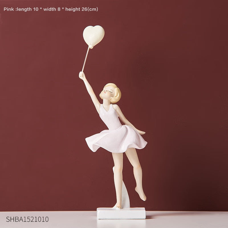 Modern Cute Balloon Girls Resin Ornaments Home Decor Crafts Statue Office Desk Figurines Decoration Bookcase Sculpture Craftsd acacuss