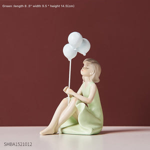 Modern Cute Balloon Girls Resin Ornaments Home Decor Crafts Statue Office Desk Figurines Decoration Bookcase Sculpture Craftsd acacuss
