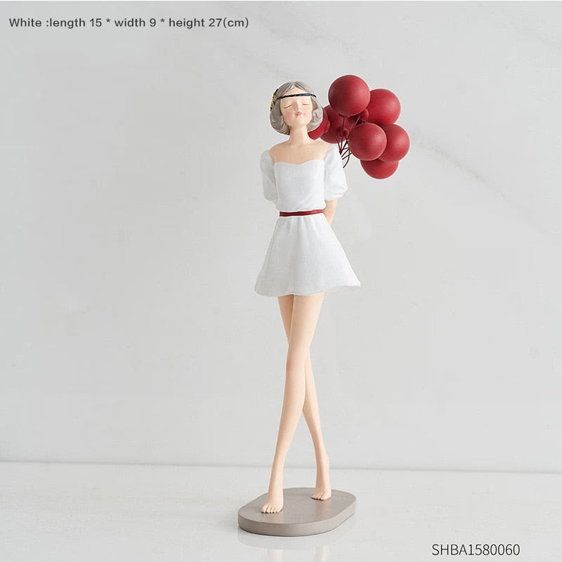 Modern Cute Balloon Girls Resin Ornaments Home Decor Crafts Statue Office Desk Figurines Decoration Bookcase Sculpture Craftsd acacuss
