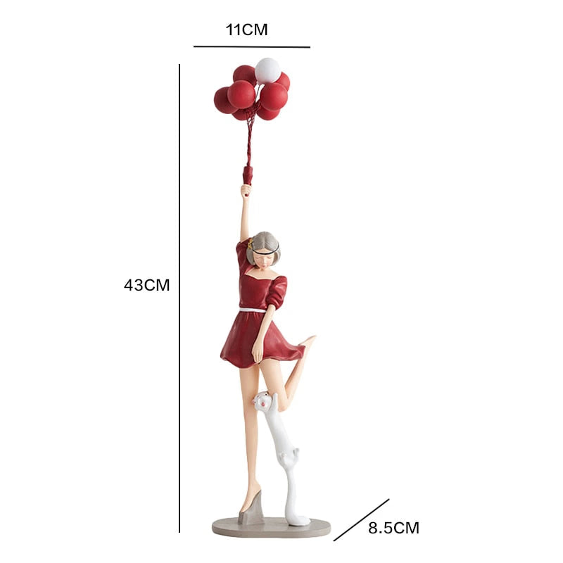 Modern Cute Balloon Girls Resin Ornaments Home Decor Crafts Statue Office Desk Figurines Decoration Bookcase Sculpture Craftsd acacuss