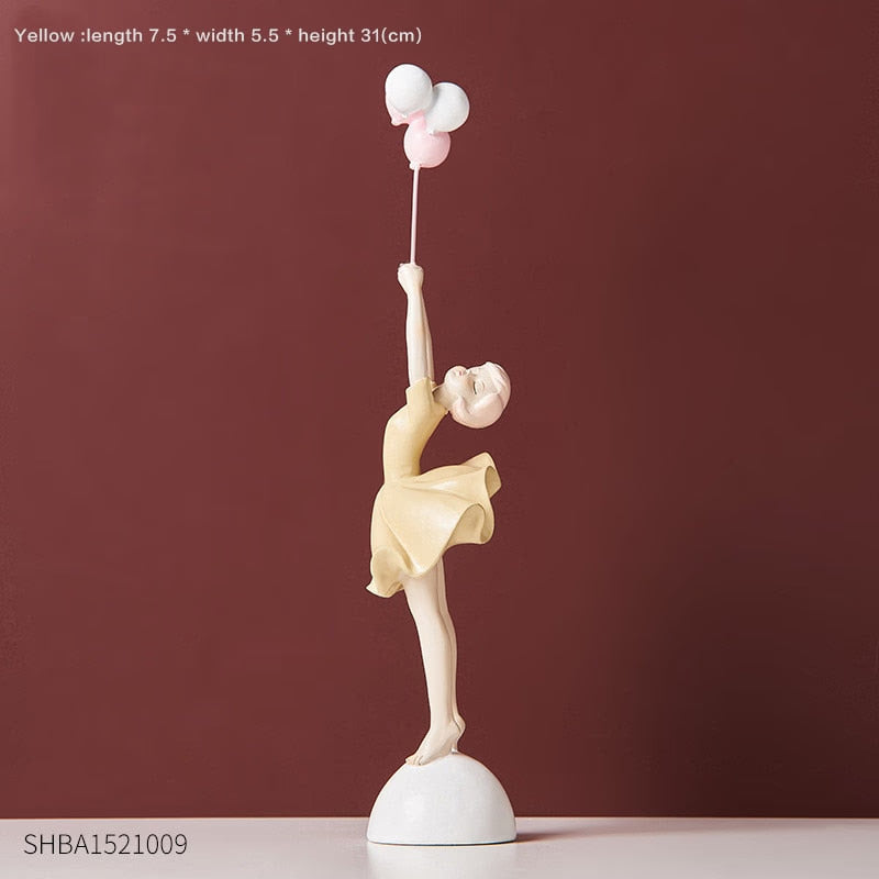 Modern Cute Balloon Girls Resin Ornaments Home Decor Crafts Statue Office Desk Figurines Decoration Bookcase Sculpture Craftsd acacuss