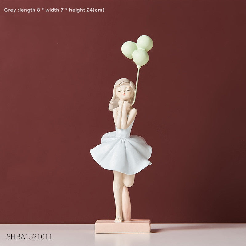 Modern Cute Balloon Girls Resin Ornaments Home Decor Crafts Statue Office Desk Figurines Decoration Bookcase Sculpture Craftsd acacuss