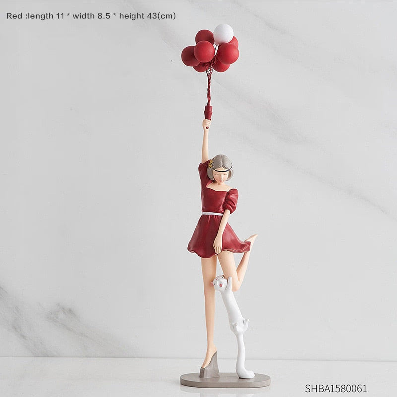 Modern Cute Balloon Girls Resin Ornaments Home Decor Crafts Statue Office Desk Figurines Decoration Bookcase Sculpture Craftsd acacuss