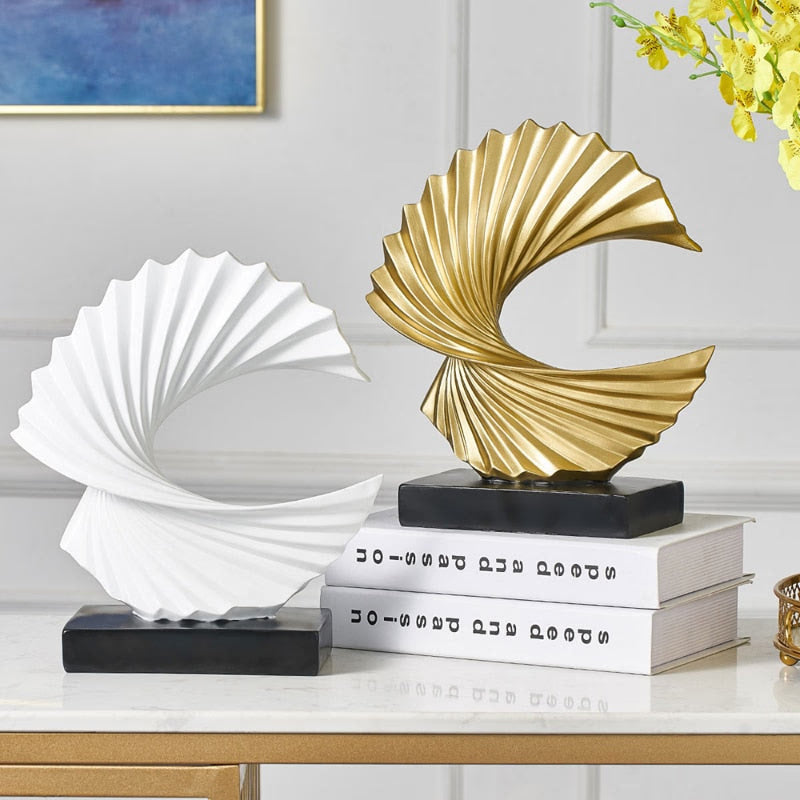 Modern Decor Abstract Sculpture Resin Sculptur Art Golden Statue Living Room Home Decoration Office Desk Decoration Accessories acacuss