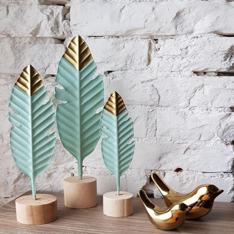 Modern Feather Wooden Decorations Simple Miniature Figurines for Living Room Table Office Home Decoration Accessories acacuss