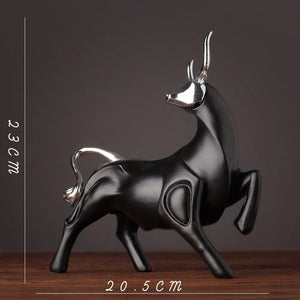 Modern Figurines Red and Black Bull Sculpture Resin Simulation Animal Statue Living Room Bookcase Crafts Accessories Home Decor acacuss