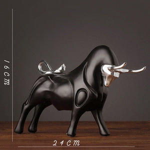 Modern Figurines Red and Black Bull Sculpture Resin Simulation Animal Statue Living Room Bookcase Crafts Accessories Home Decor acacuss