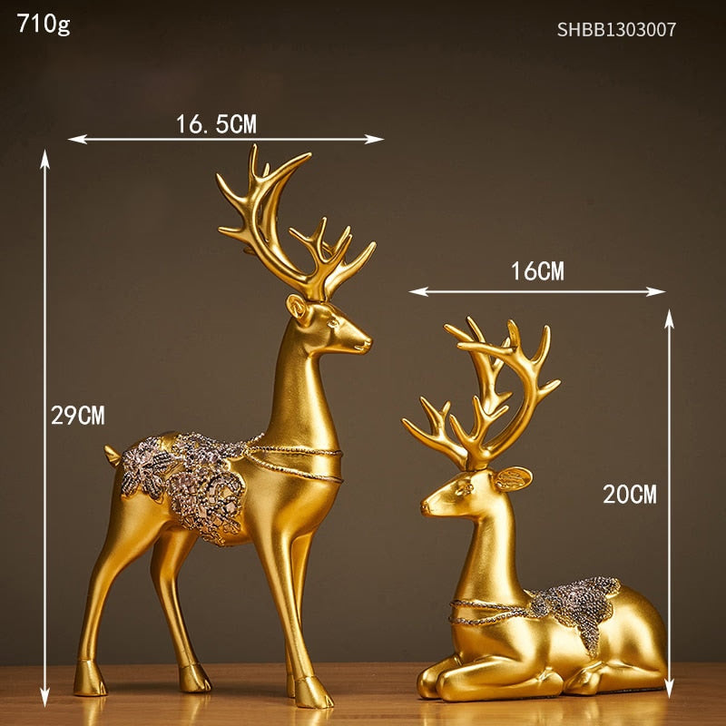 Modern Golden Home Oranemnts Resin Charms Animal Figurine Decoration Accessories Elephant Statue Living Room Office Desk Decor acacuss