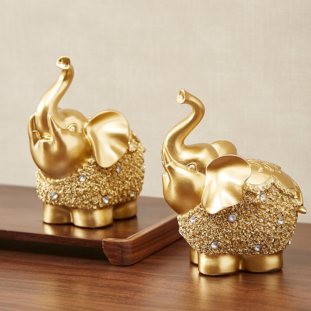 Modern Golden Home Oranemnts Resin Charms Animal Figurine Decoration Accessories Elephant Statue Living Room Office Desk Decor acacuss