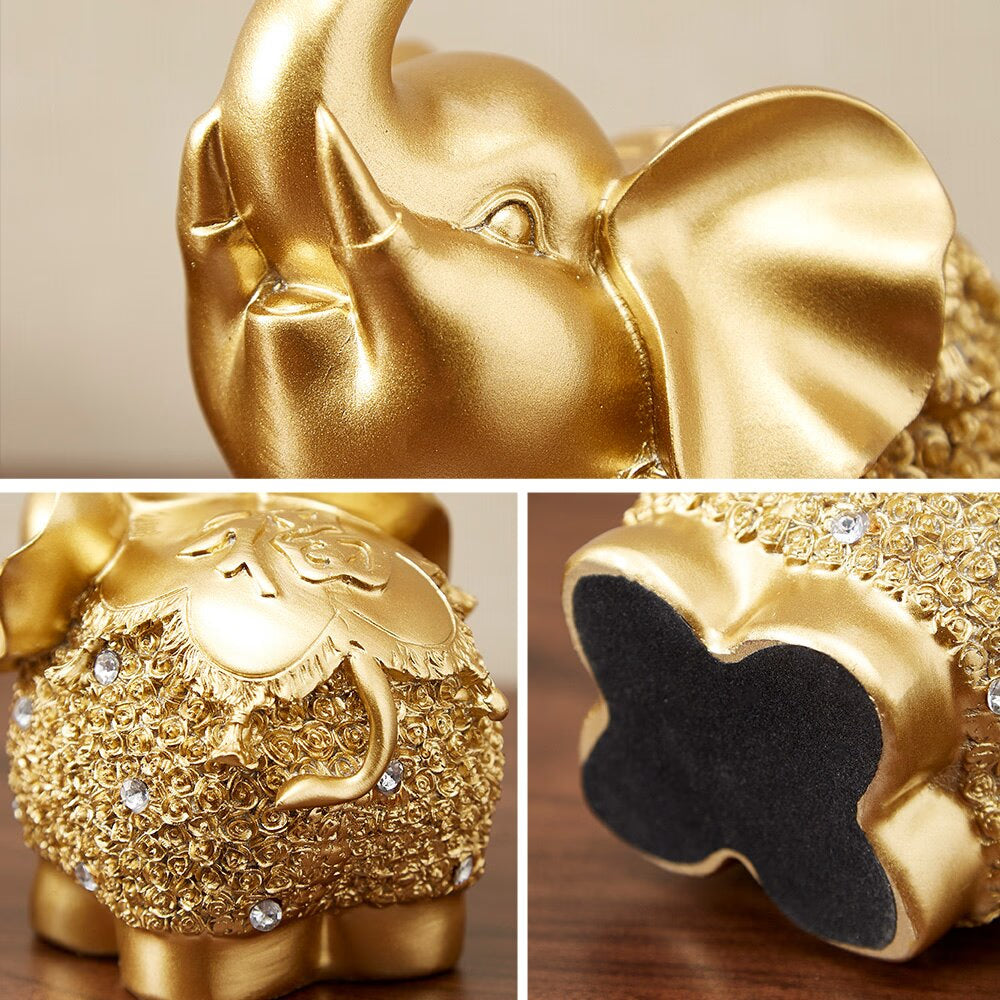 Modern Golden Home Oranemnts Resin Charms Animal Figurine Decoration Accessories Elephant Statue Living Room Office Desk Decor acacuss
