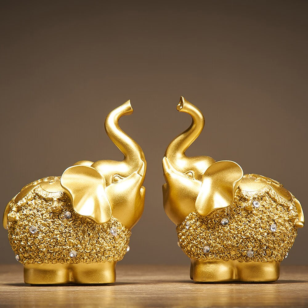 Modern Golden Home Oranemnts Resin Charms Animal Figurine Decoration Accessories Elephant Statue Living Room Office Desk Decor acacuss