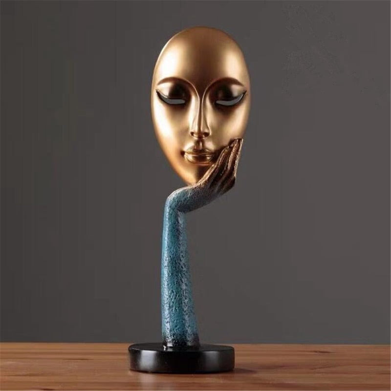 Modern Human Meditators Abstract Lady Face Character Resin Statues Sculpture Art Crafts Figurine Home Decorative Display acacuss