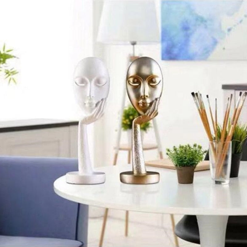 Modern Human Meditators Abstract Lady Face Character Resin Statues Sculpture Art Crafts Figurine Home Decorative Display acacuss