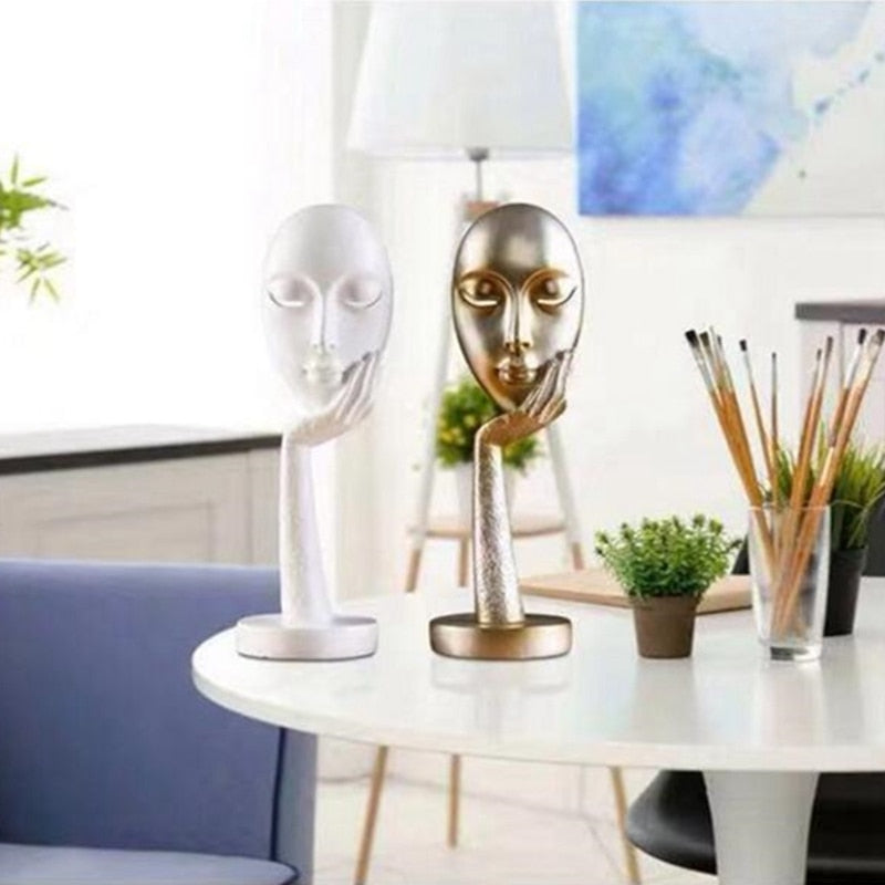 Modern Human Meditators Abstract Lady Face Character Resin Statues Sculpture Art Crafts Figurine Home Decorative Display acacuss