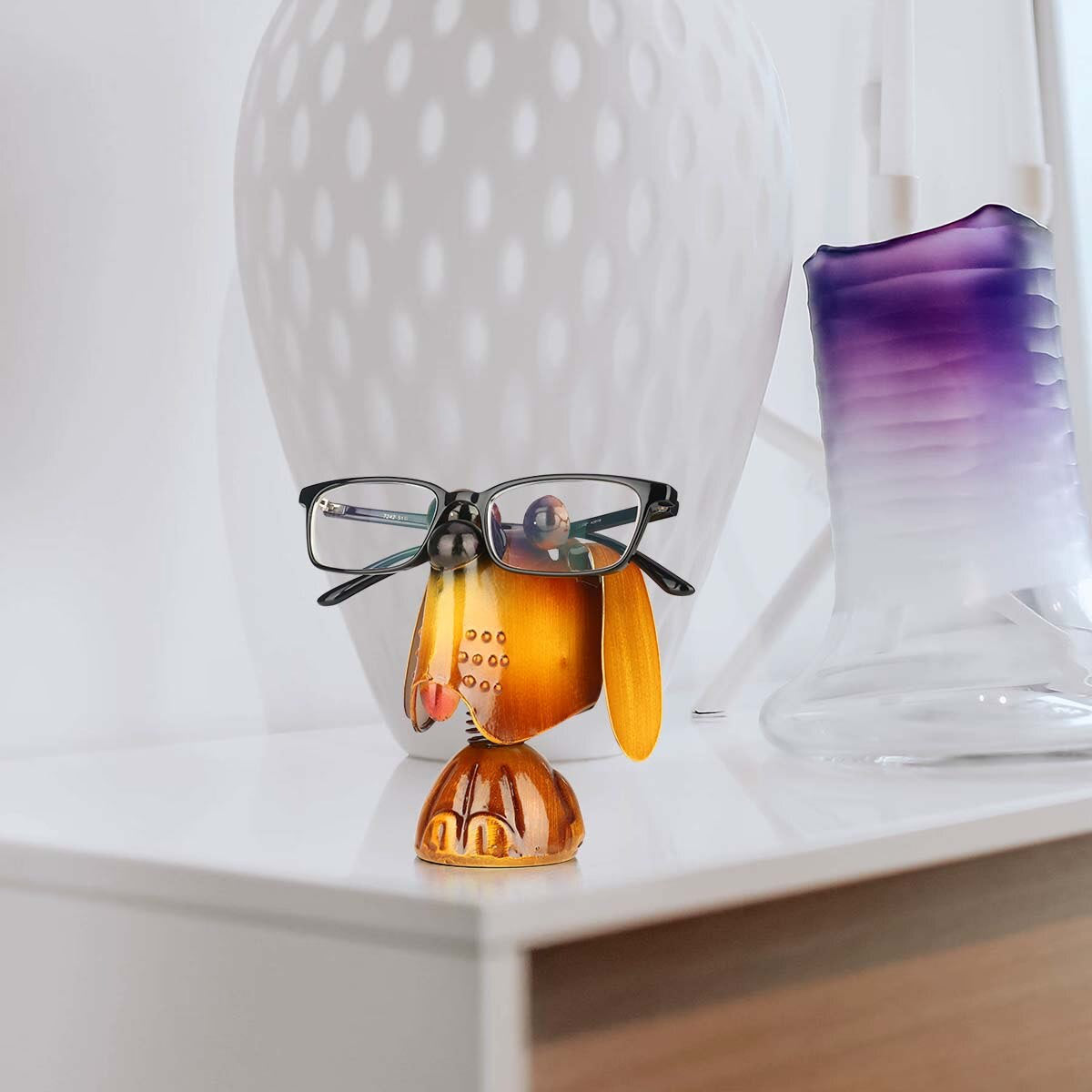 Modern Iron Sculpture Puppy Dog Animal Stand Eyeglass Holder Handicraft Crafting Sunglasses Display Home Decoration Ornament acacuss