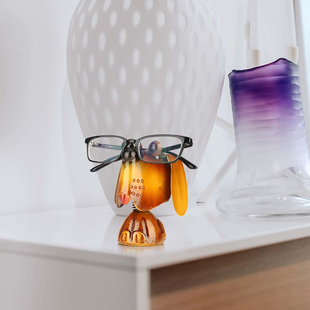 Modern Iron Sculpture Puppy Dog Animal Stand Eyeglass Holder Handicraft Crafting Sunglasses Display Home Decoration Ornament acacuss