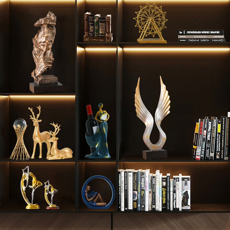 Modern Luxury Resin Crafts Figurines &amp; Miniatures Wine Rack, Sideboards Ornament, and Creative Interior Decorations acacuss