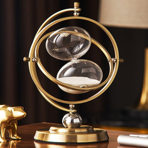 Modern Metal Hourglass Sand Timer Classical Office Bookshelf Study Ornaments Decor Desktop Sand Clock Timer Home Desk Decoration acacuss