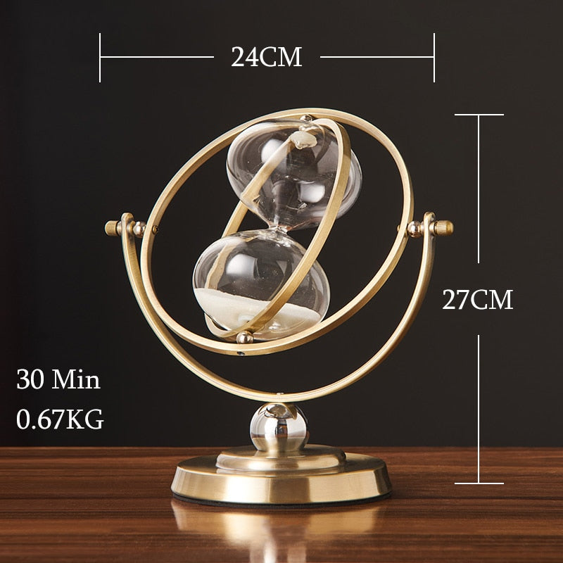 Modern Metal Hourglass Sand Timer Classical Office Bookshelf Study Ornaments Decor Desktop Sand Clock Timer Home Desk Decoration acacuss