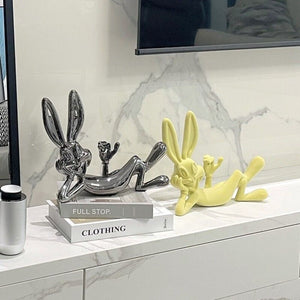 Modern Minimalist Cartoon Bugs Bunny Resin Handicraft Ornaments, Porch Living Room TV Cabinet Bedroom Desktop Home Decorations acacuss