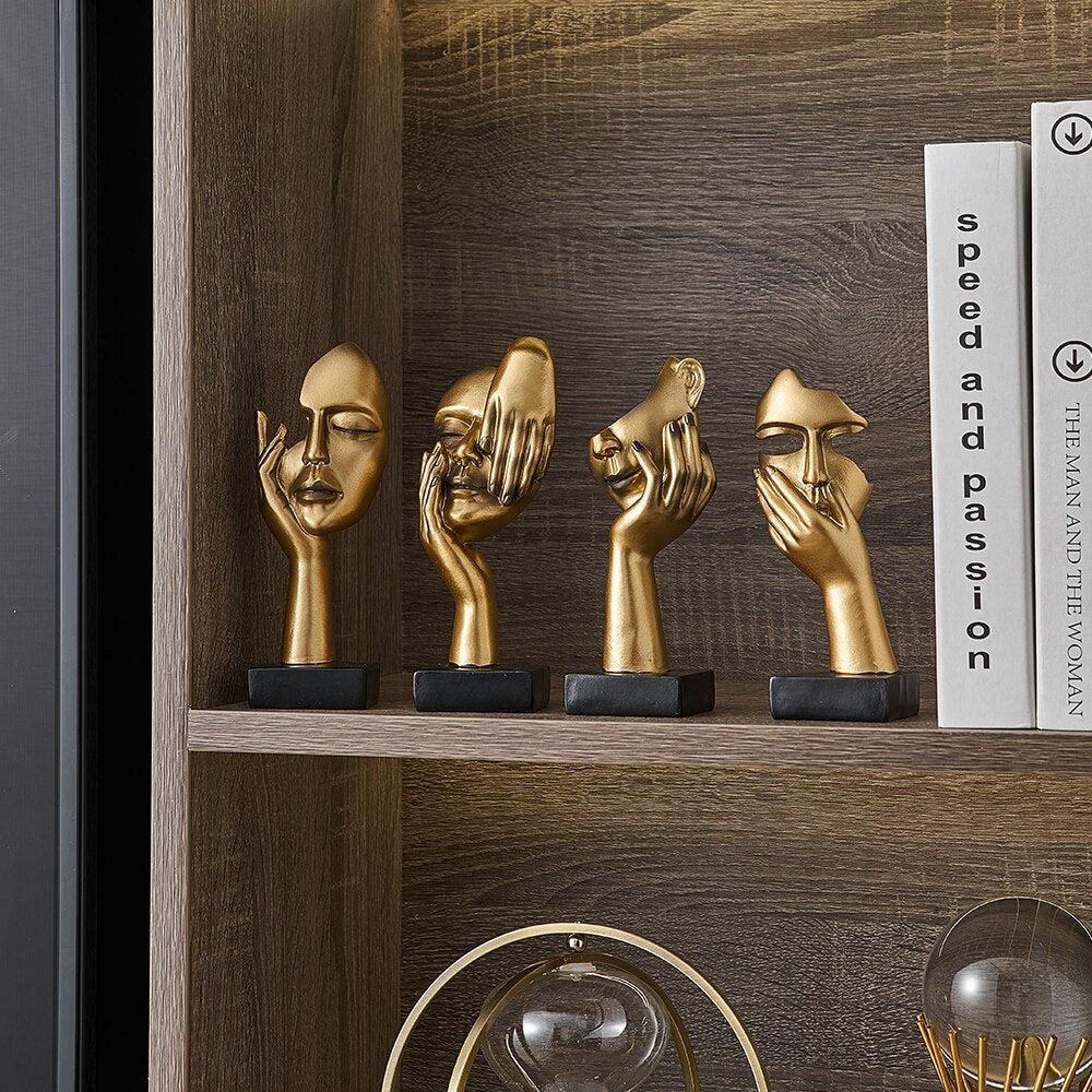 Modern Nordic Home Decor Human Face Miniatures Desk Accessories Thinker Sculptures Figurines Room Decoration Metal Figurine acacuss