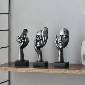 Modern Nordic Home Decor Human Face Miniatures Desk Accessories Thinker Sculptures Figurines Room Decoration Metal Figurine acacuss
