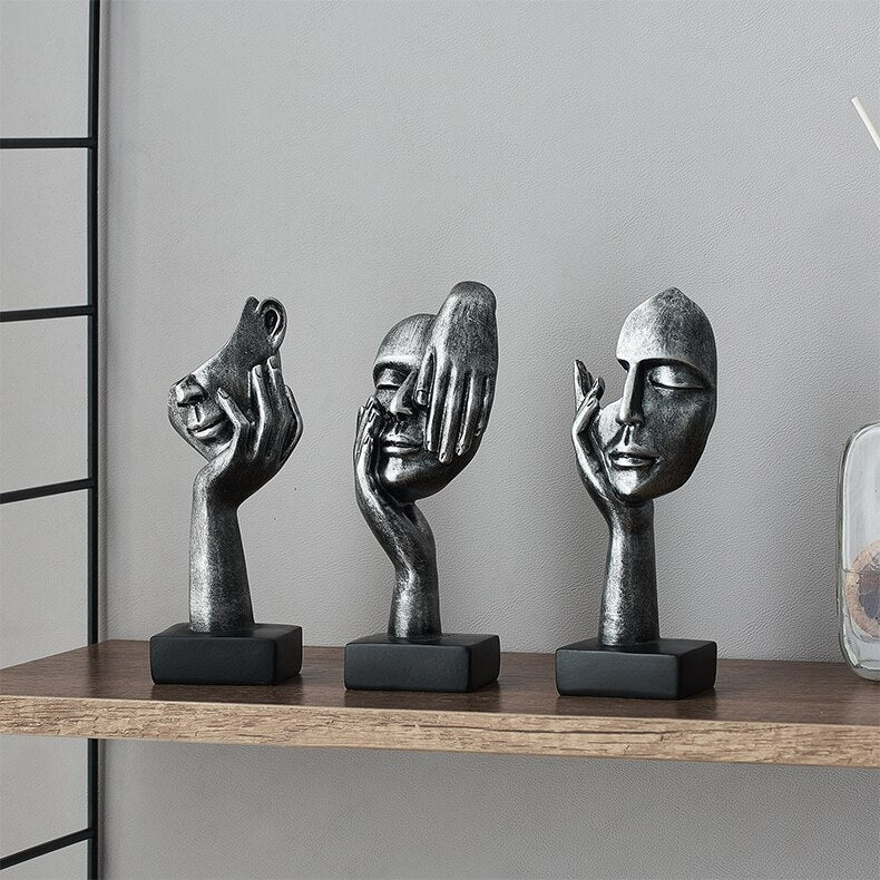 Modern Nordic Home Decor Human Face Miniatures Desk Accessories Thinker Sculptures Figurines Room Decoration Metal Figurine acacuss