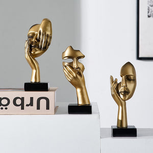 Modern Nordic Home Decor Human Face Miniatures Desk Accessories Thinker Sculptures Figurines Room Decoration Metal Figurine acacuss