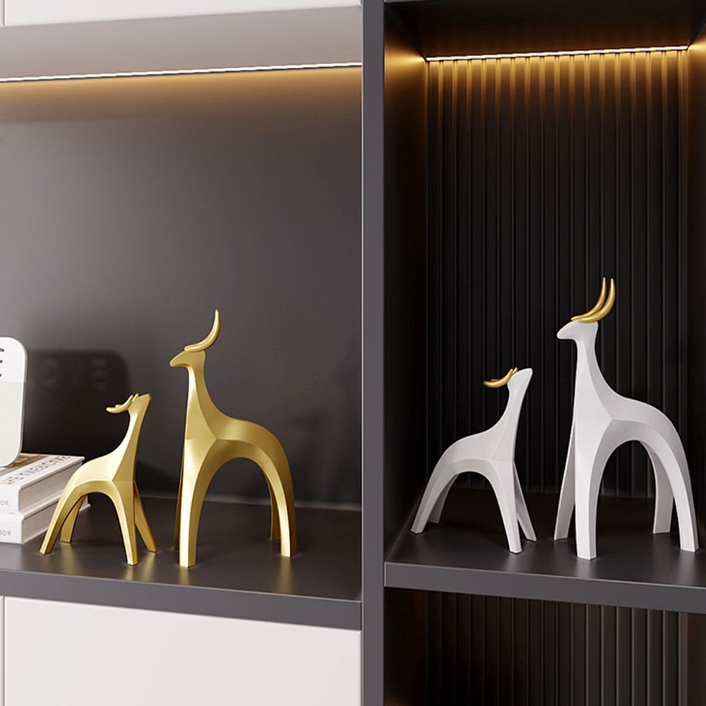 Modern Nordic Home Transparent Golden Reindeer Statue Living Room Decoration Tabletop Sculpture Resin Figurines Chrismas Gifts acacuss