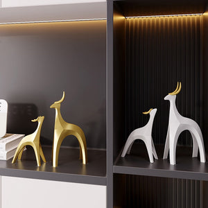 Modern Nordic Home Transparent Golden Reindeer Statue Living Room Decoration Tabletop Sculpture Resin Figurines Chrismas Gifts acacuss