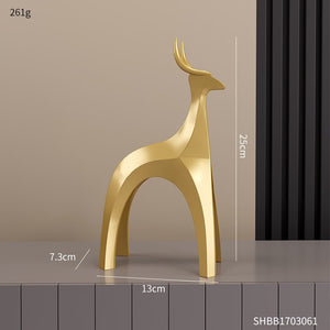 Modern Nordic Home Transparent Golden Reindeer Statue Living Room Decoration Tabletop Sculpture Resin Figurines Chrismas Gifts acacuss