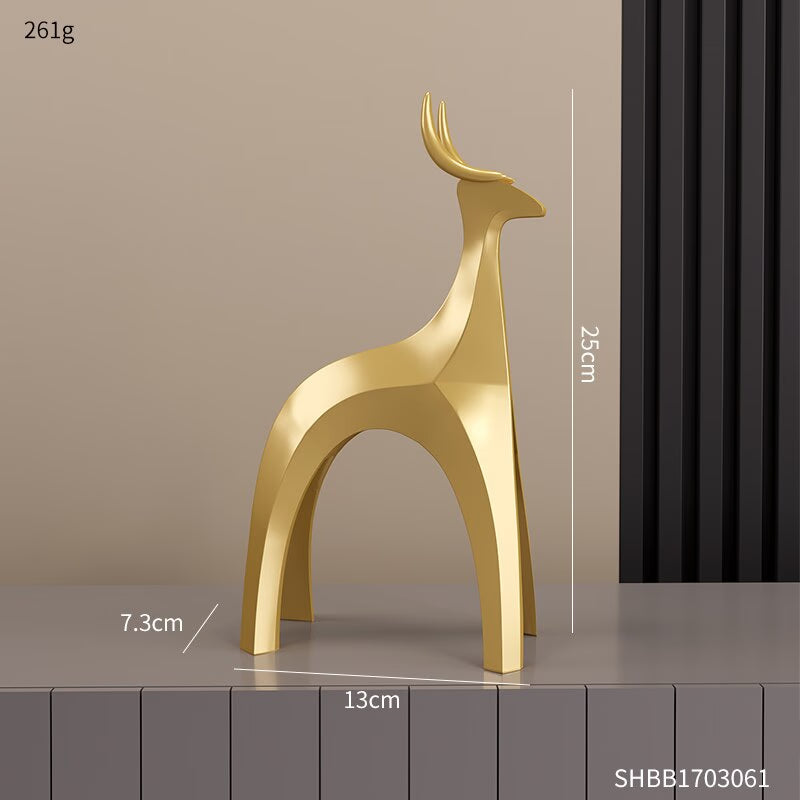 Modern Nordic Home Transparent Golden Reindeer Statue Living Room Decoration Tabletop Sculpture Resin Figurines Chrismas Gifts acacuss