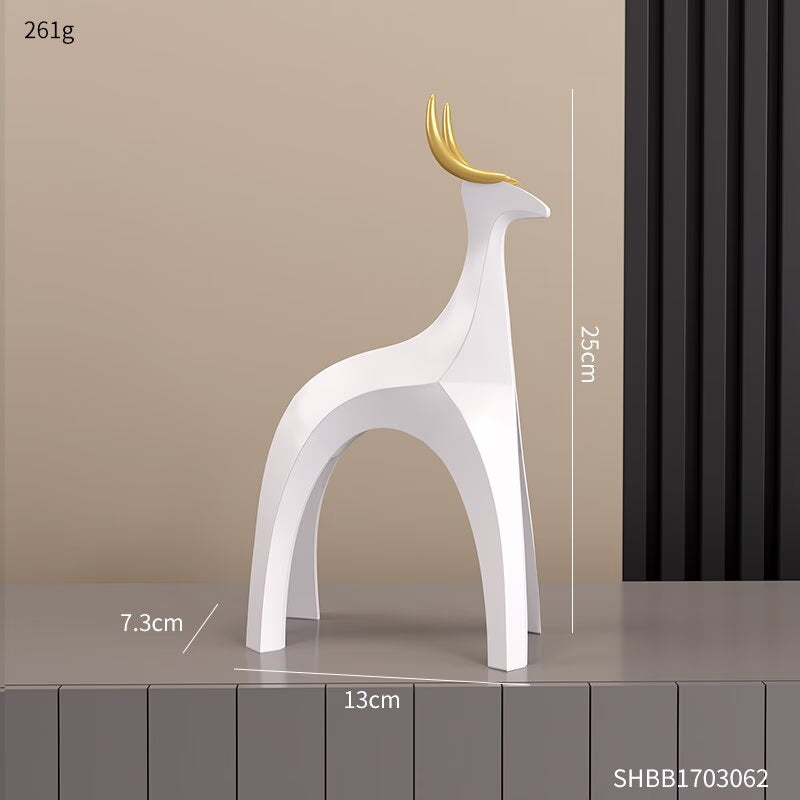 Modern Nordic Home Transparent Golden Reindeer Statue Living Room Decoration Tabletop Sculpture Resin Figurines Chrismas Gifts acacuss