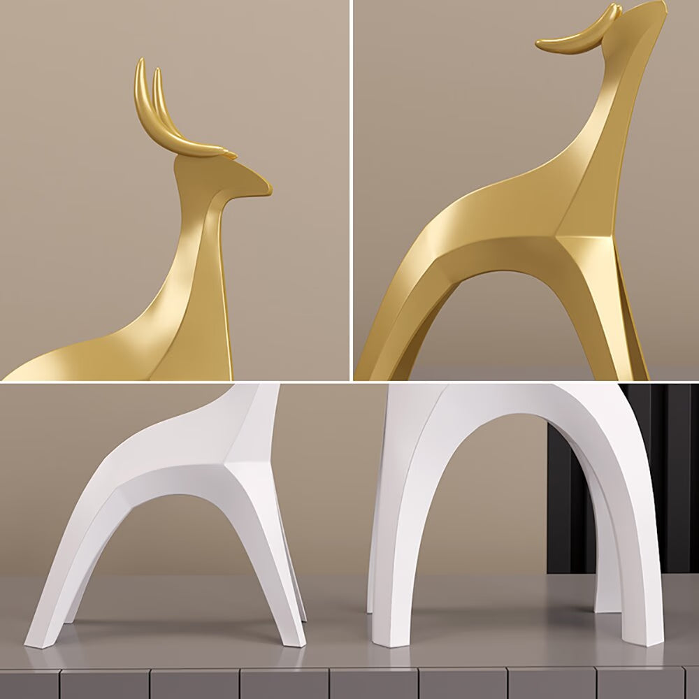 Modern Nordic Home Transparent Golden Reindeer Statue Living Room Decoration Tabletop Sculpture Resin Figurines Chrismas Gifts acacuss