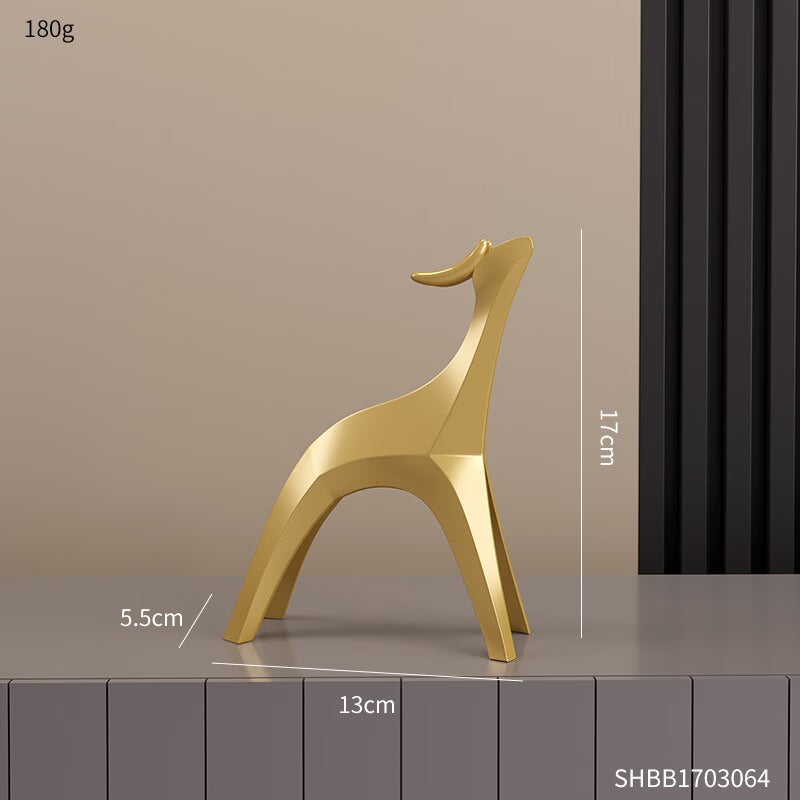 Modern Nordic Home Transparent Golden Reindeer Statue Living Room Decoration Tabletop Sculpture Resin Figurines Chrismas Gifts acacuss